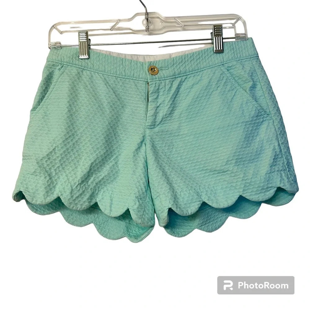 Lilly Pulitzer The Buttercup Shorts Women's 00 Sea Foam Green Tulip Hem Preppy